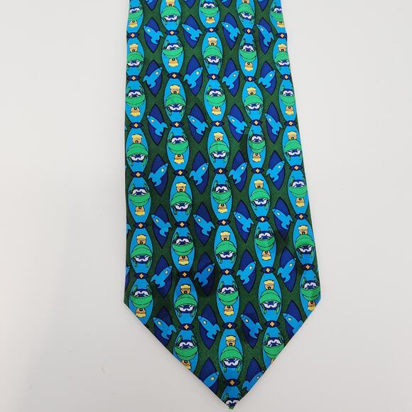 Looney Tunes Marvin The Martian Novelty Neck Tie Blue Green Cartoon Vtg 1990s - Picture 1 of 7